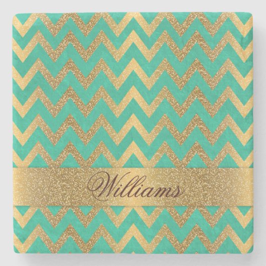 Niedlich angesagter Zickzack Zick-Zack-Imitat Gold Steinuntersetzer (Vorderseite)