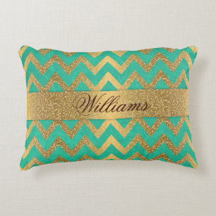 Niedlich angesagter Zickzack Zick-Zack-Imitat Gold Zierkissen