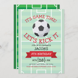 Niedlich angesagtes Fußballfeld & Ribbon zum Gebur Einladung