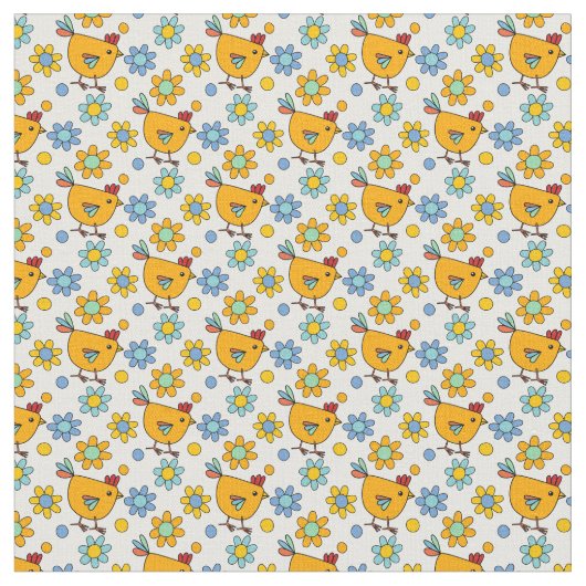 Niedlich angesagtes, modernes, buntes Huhn und Blu Stoff (Nahaufnahme)