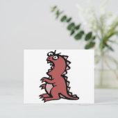 Niedlich & angry Red Dinosaurier Postkarte (Stehend Vorderseite)