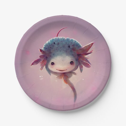Niedlich Anime Axolotl Pappteller (Vorderseite)