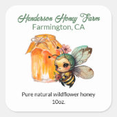 Niedlich Anime Bee Honey Jar Quadratischer Aufkleber (Vorderseite)