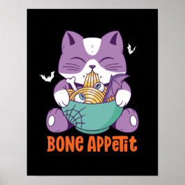 Niedlich Anime Cat Eat Ramen Bon Appetit Halloween Poster