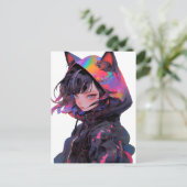Niedlich Anime Catgirl Postkarte (Stehend Vorderseite)