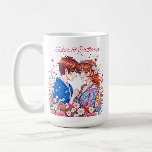 Niedlich Anime Couple Cuddling Personalisiert Kaffeetasse (Links)
