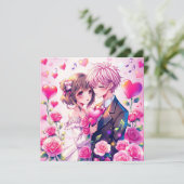 Niedlich Anime Couple | Personalisierter Valentins Karte (Stehend Vorderseite)