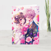 Niedlich Anime Couple | Personalisierter Valentins Karte (Vorderseite)