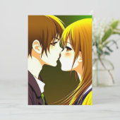 Niedlich Anime Couple Wedding Einladung (Stehend Vorderseite)