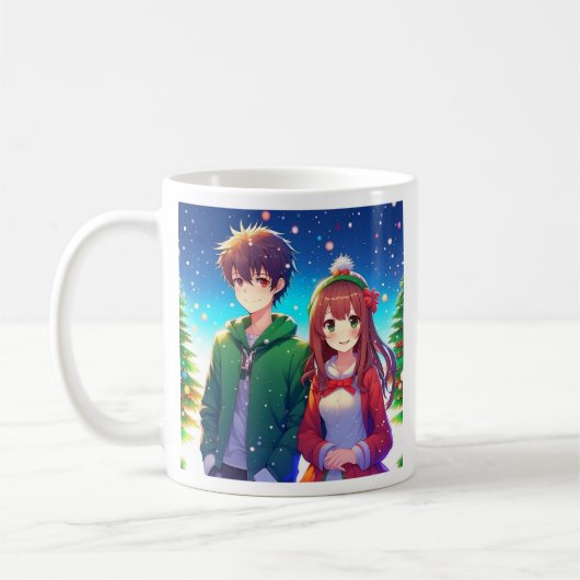 Niedlich Anime Couple Weihnachten Kaffeetasse (Links)