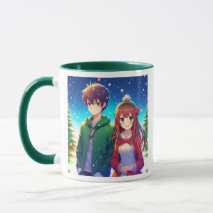 Niedlich Anime Couple Weihnachten Tasse