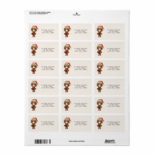 Niedlich Anime Elf Adressaufkleber (Vorne)