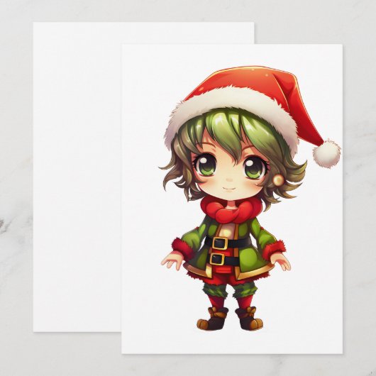 Niedlich Anime Elf Feiertagskarte (Vorne/Hinten)