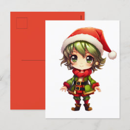 Niedlich Anime Elf Feiertagspostkarte