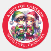 Niedlich Anime Elves Weihnachten | Von Runder Aufkleber (Vorderseite)