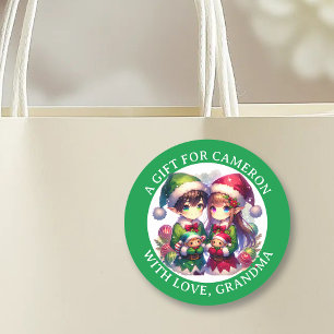Niedlich Anime Elves Weihnachten Von Runder Aufkleber