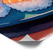 Niedlich Anime Girl Eating Ramen und Sushi Poster (Ecke)