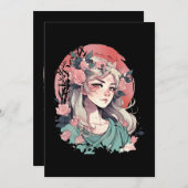 Niedlich Anime Girl Einladung (Vorne/Hinten)