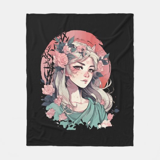 Niedlich Anime Girl Fleecedecke (Vorderseite)