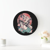 Niedlich Anime Girl Große Wanduhr (Zuhause)