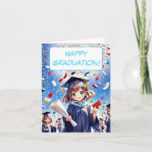 Niedlich Anime Girl Happy Abschluss Karte (Vorderseite)