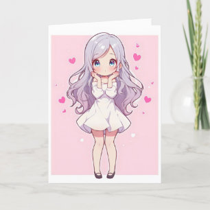 Niedlich Anime Girl Hearts Feiertagskarte