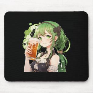 Niedlich Anime Girl Luckier St Patrick's Day Kawai Mousepad