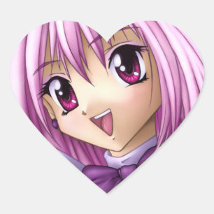 Niedlich Anime Girl Maid Herz-Aufkleber