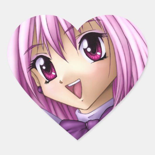 Niedlich Anime Girl Maid Herz-Aufkleber (Vorderseite)