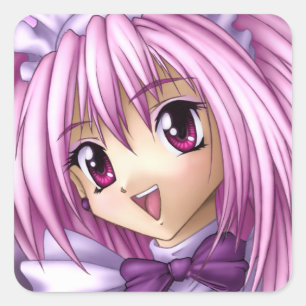 Niedlich Anime Girl Maid Quadratischer Aufkleber
