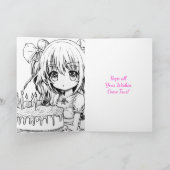 Niedlich Anime Girl Personalisiert Geburtstag Karte (Innenseite)