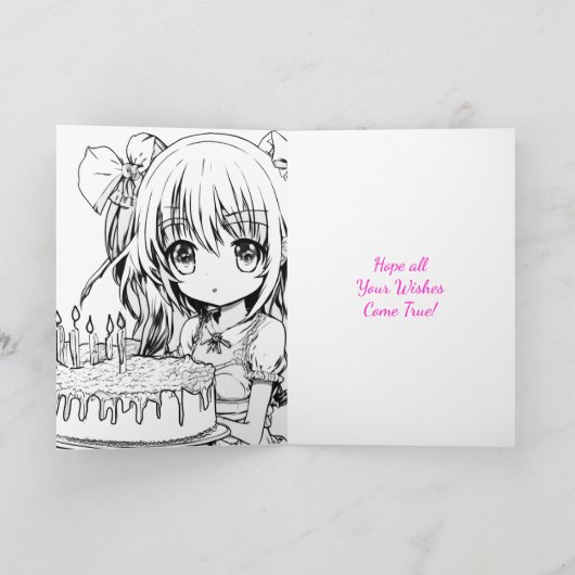 Niedlich Anime Girl Personalisiert Geburtstag Karte (Innenseite)