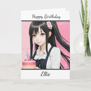 Niedlich Anime Girl Personalisiert Happy Birthday Karte