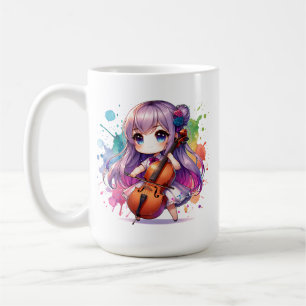 Niedlich Anime Girl Playing Cello Player Kaffeetasse