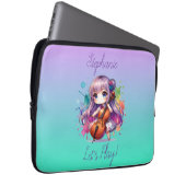 Niedlich Anime Girl Playing Cello Player Personali Laptopschutzhülle (Vorne Rechts)