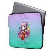 Niedlich Anime Girl Playing Cello Player Personali Laptopschutzhülle (Vorderseite Links)