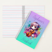 Niedlich Anime Girl Playing Cello Player Personali Notizblock (Innen)
