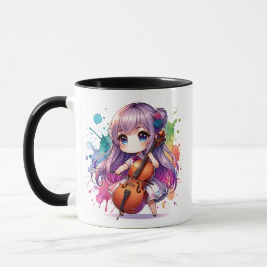 Niedlich Anime Girl Playing Cello Player Tasse (Links)