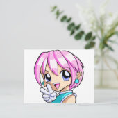 Niedlich Anime Girl Postkarte (Stehend Vorderseite)