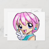 Niedlich Anime Girl Postkarte (Vorne/Hinten)