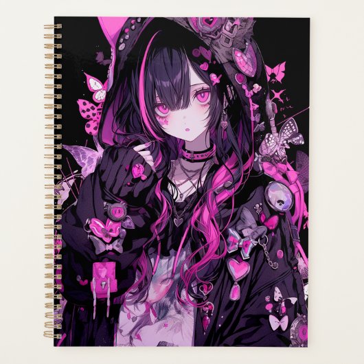 Niedlich Anime Goth Girl Planer (Vorderseite)