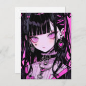 Niedlich Anime Goth Girl Postkarte (Vorne/Hinten)