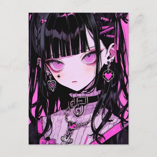 Niedlich Anime Goth Girl Postkarte (Vorderseite)