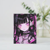 Niedlich Anime Goth Girl Postkarte (Stehend Vorderseite)