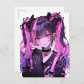 Niedlich Anime Goth Girl Postkarte (Vorne/Hinten)