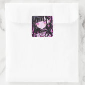 Niedlich Anime Goth Girl Quadratischer Aufkleber (Tasche)