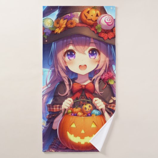 Niedlich Anime Halloween Hexe Badehandtuch (Badehandtuch)