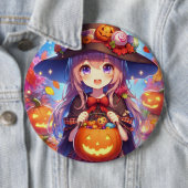 Niedlich Anime Halloween Hexe Button (Beispiel)