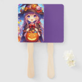 Niedlich Anime Halloween Hexe Fächer (Vorne und Hinten)