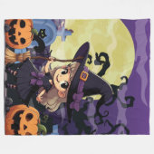 Niedlich Anime Halloween Hexe Fleecedecke (Vorderseite (Horizontal))